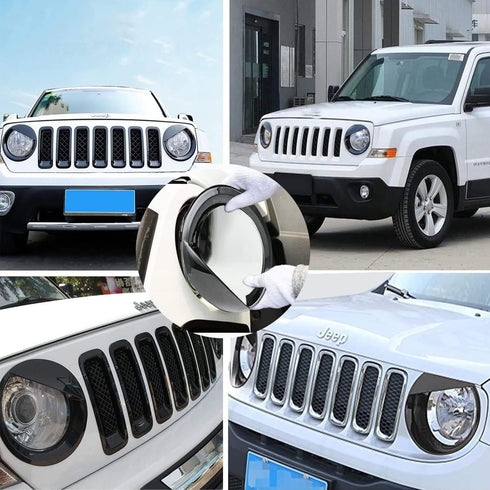 for Jeep Accessories Bezels Front Light Headlight Angry Bird Style Trim Cover ABS Compatible with Jeep Patriot 2011-2017 Model Mods Decor (Black)...