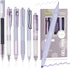 Pack of 7 Gel Pens Coloured Highlighter Writing Set, Aesthetic Retractable Black Gel Pens with 1 Highlighter, Grape Style - Ballpoint Pen 0.5 mm P...