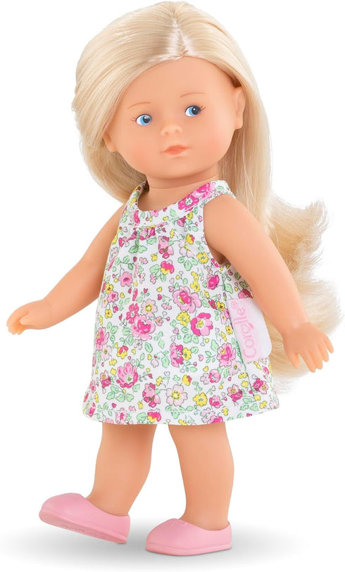 Corolle Mini Corolline Rosy 8" Doll Gift Set with Hair Brush and Extra Outfit, for kids ages 3 years and up...