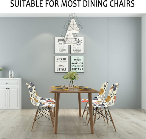 HAOYONG Waterproof Shell Chair Covers,Jacquard Dining Room Chair Slipcover Set of 2 Mid Century Modern Dining Chair Covers Stretchable Slipcovers ...