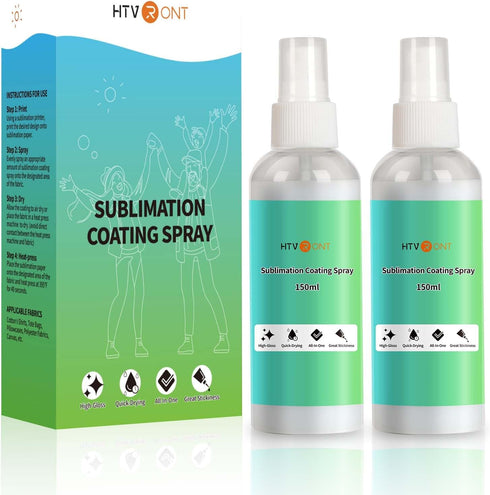HTVRONT Sublimation Coating Spary for Cotton Shirts 2x150ml, Sublimation Spray for All Fabric, Canvas, Carton, Pillow, Sublimation Spray Quick Dry...