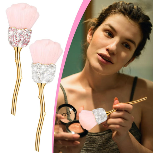 Tessco 2 Pieces Rose Flower Nail Dust Brush Makeup Brush Large Face Powder Makeup Brushes Dust Powder Remover Foundation Makeup Brush Powder Brush...
