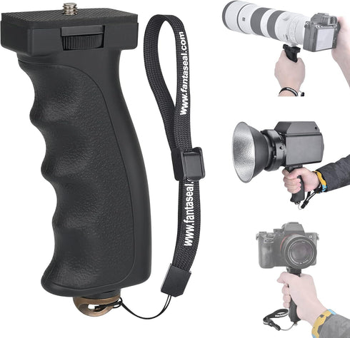 Universal Ergonomic DSLR Mirrorless Camera Camcorder Monocular Hand Grip Stabilizer, Portable Handheld Selfie Stick, Long Focus Lens Video Light H...
