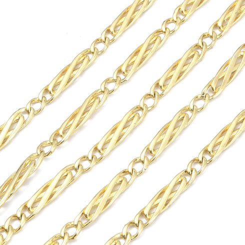 Airssory 18K Gold Plated Figaro Brass Chain Golden Color Link Chain for DIY Jewelry Necklace Bracelet Supplies Craft Accessories 3.28 Feet (1M)...