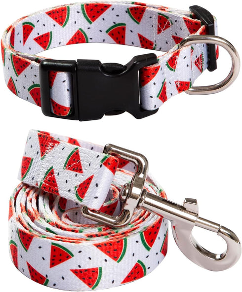 2PCS Watermelon Dog Collars with Funny Pet Leash Set Dogs Adjustable Collar for Small to Large Dog Collars Set (XL)...
