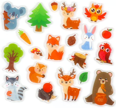 20 PCS Woodlad animals Thick Gel Clings woodland Window Gel Clings Decals Stickers for Kids Toddlers and Adults Home Airplane Classroom Nursery wo...