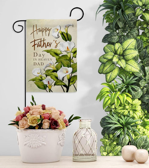 Breeze Decor Happy Fathers Day in Heaven Garden Flag Gifts Lawn Remembrance Porch Outdoor Wall Tapestry Yard Sign Grave Cemetery Decor Dad Home Ba...