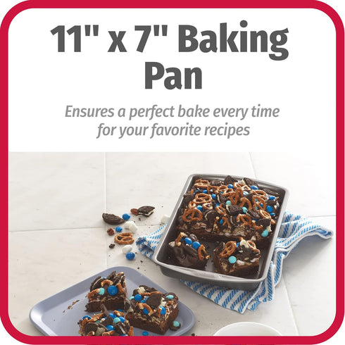 GoodCook 11" x 7" Nonstick Steel Cake Baking Pan, Multipurpose Nonstick Baking Pan for Brownies, Biscuits, and Cake, Gray...