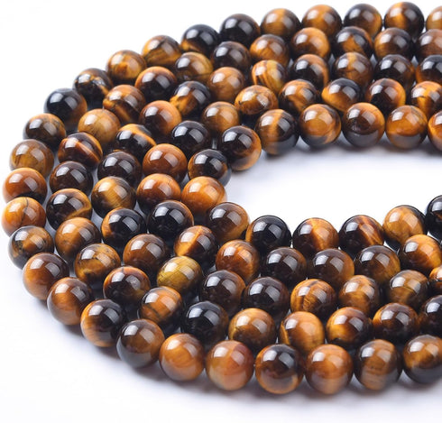 12mm Natural Yellow Tiger Eye Beads Round Semi Precious Gemstone Loose Beads for Jewelry Making 32pcs/Strand...