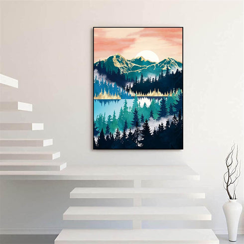 Hestarcul 5D Sunrise Diamond Painting Kit,Diamond Art Kits for Adults,Diamond Dots,Paint with Diamonds Round for Gift,Wall Decor(12x16) (Lake Mist...