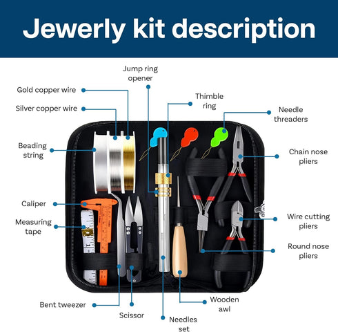 MMOBIEL Jewelry Making Supplies Kit Jewelry Making Kit with Jewelry Pliers, Wire and Supplies for Repairs and Creating Earrings, Bracelets, Neckla...