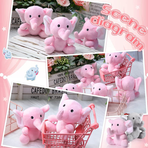 8 Pcs Plush Mini Elephant Stuffed Animal Toys 4 Inches Cute Soft Forest Elephant Toys for Baby Shower Birthday Party Christian Charity Donation Su...