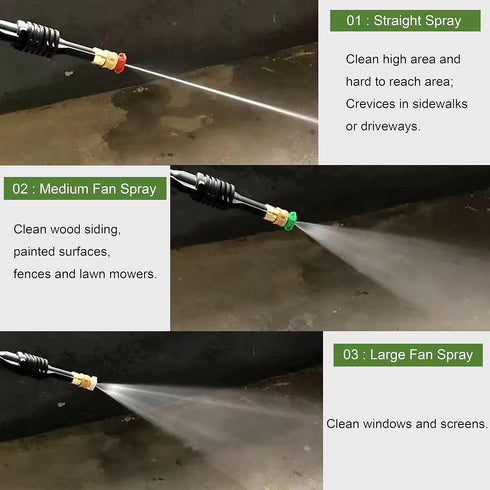 Pressure Washer Nozzles Tips Set, 5 Degrees Nozzles with 2 Second Story Nozzles, 1/4 Inch Quick Connect, 7 Pack, Orifice 3.0...