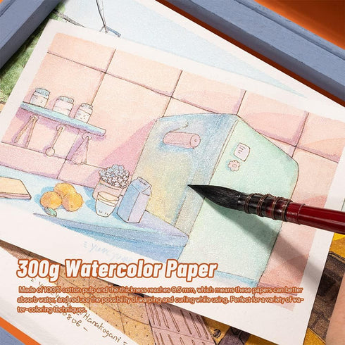 Paul Rubens Art Supplies Watercolor Paper Hand-Made Paper, Hot Press 100% Cotton Rag with Glitter Sparkling Effect, Acid-Free Paper 140lb/300gsm, ...