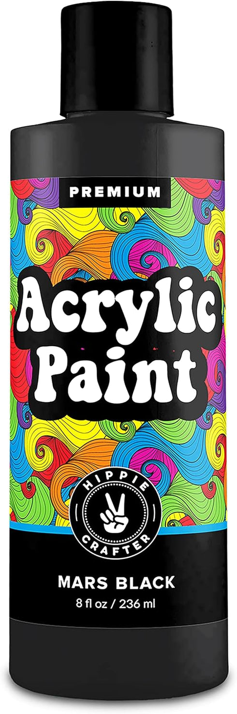 Black Acrylic Paint Premium Colors Paint Acrylic | Art Paints for Canvas and Outdoor Painting 8oz 236ml Bottle Mars Black...