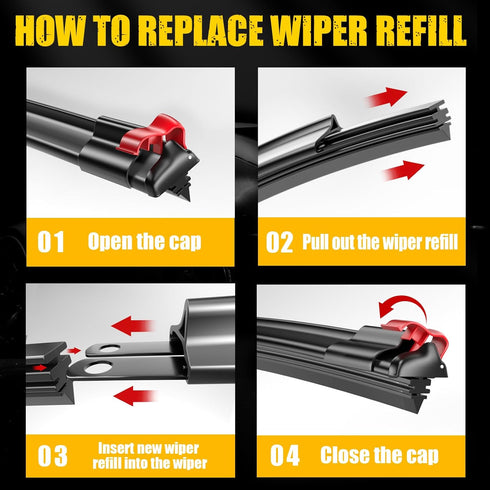 MIKKUPPA 28" Silicone Windshield Wiper Blades Refills, 4 Pack Adjustable Universal Wiper Refills Replacement for Ford Chevy Tesla Toyota Hyundai H...