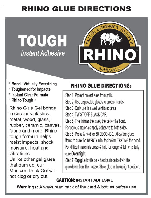 Rhino Glue Gel, Heavy Duty 40 Gram Clear...