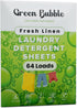 Laundry Detergent Sheets - Eco-Friendly 64 loads Fresh Linen Scent Travel Laundry Detergent Sheets | Plastic Free Laundry Strips W/Recyclable Pack...