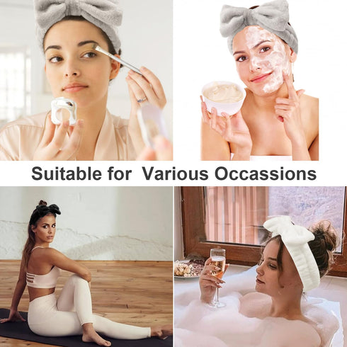 Spa Headband, Headband for Washing Face, Makeup Headband, Skincare Headband, Face Wash Headband, Khaki Bow Tie Puffy Hair Band, Teen Girl Gifts Tr...