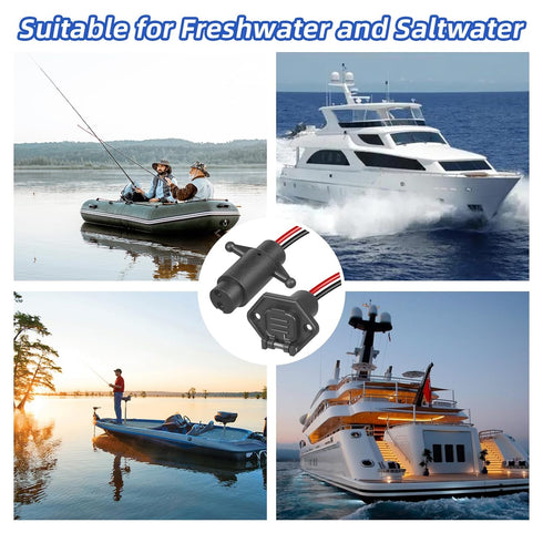 Trolling Motor Plug 12V 10 Gauge 2 Wire Trolling Motor Plug and Receptacle Quick Connect Kit Compatible with Minn Kota Marine Boat Kayak, 10 Awg W...