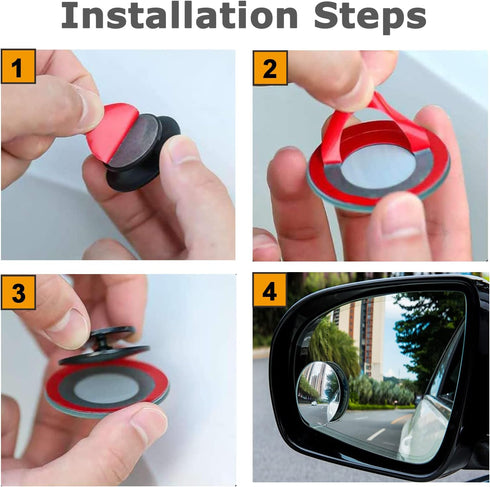 Blind Spot Car Mirror, 2" Round Wide Angle Adjustable Blind Spot Mirror, HD Glass Convex Rear View Mirror, Round Shape Blind Spot Mirror for Vehic...