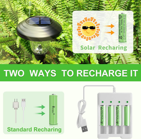 Rechargeable AA Batteries for Solar Lights 600mAh Double AA Battery 1.2V AA Rechargeable Batteries Solar Battery Batteries AA Size Garden Lights, ...