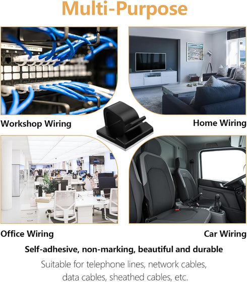 70PCS Cable Clips Set with 3M Adhesive and Nails, Upgraded Wire Holders for Cable Management, Desk & Wall Organizer for Ethernet, Car, Dash Cam, C...