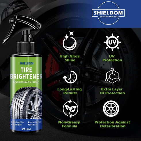 Tire Shine Spray Car Tire Dressing Tire Wet Black Magic Tire Brightener Tyre Coating Shine for Tires With Applicator Pad High Gloss for Vehicles, ...
