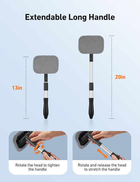 AstroAI Windshield Cleaner, Microfiber car Window Cleaner with 4 Reusable and Washable Microfiber Pads and Extendable Handle Auto Inside Glass Wip...