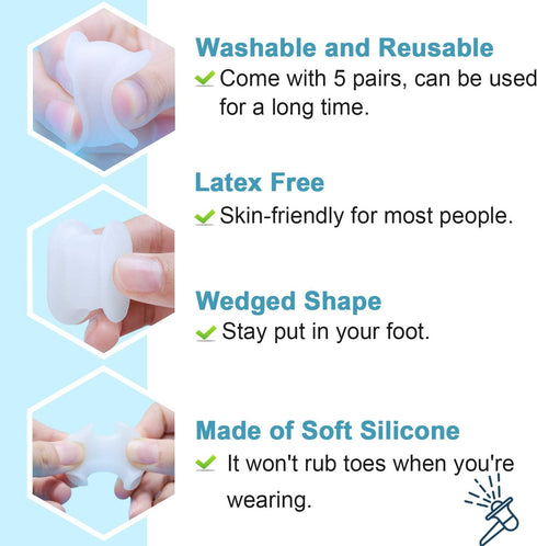 Povihome 10 Pack Gel Bunion & Toe Spacers Separators (0.3'' Thick) and Straightener Orthotics for Bunion Overlapping Toes, Bunion Toe Pain Relief ...