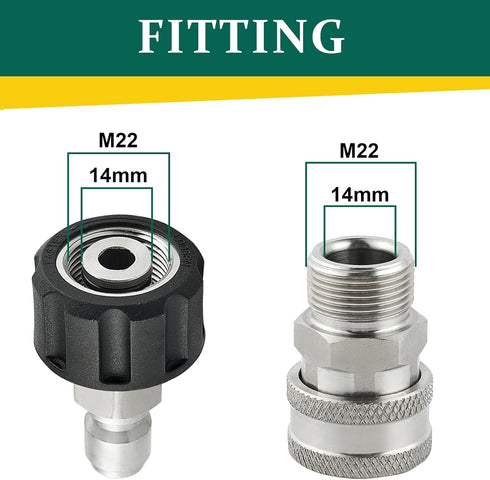 Pressure Washer Adapter Set, M22 14mm to 3/8 Inch Quick Connect, Pressure Washer Quick Connect Fittings, Stainless Steel...