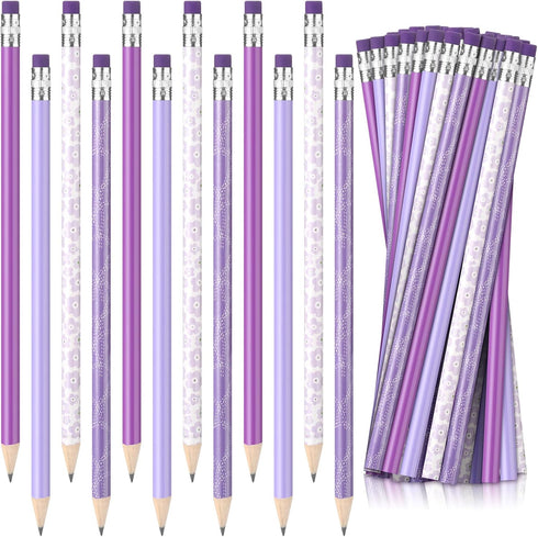 Tinlade 36 Pack Black Wood Cased 2 HB Pencils Soft Cool Pencils Holographic Pencil with Eraser Holographic Barrel for Home Office School Classroom...