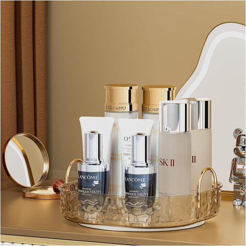 ZHIAI 360 Rotating Makeup Organizer, Bathroom Make Up Spinning Holder Rack, Large Capacity Cosmetics Storage Vanity Shelf Countertop for Bathroom,...