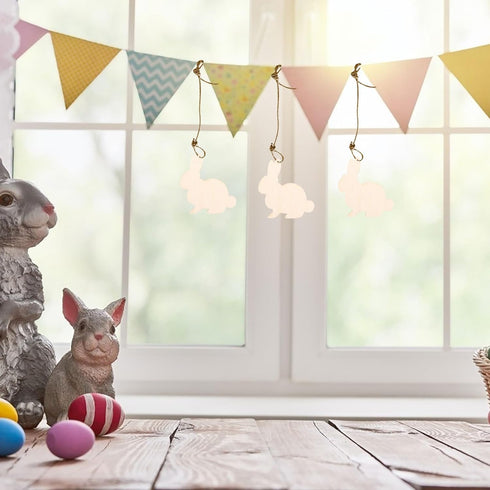 Amosfun 20PCS Easter Unfinished Wood Bunny Cutouts Wooden Bunny Slices Signs Wood Rabbit Ornament for Spring Easter DIY Crafts Hanging Decorations...