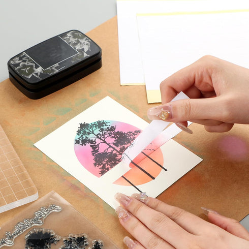 90PCS Masking Strips Stamping Mask Paper Adhesive Stamp Masking Paper for Pre-Cut Masking Strips; Reusable Delicate-Tack Adhesive for Easy Masking...