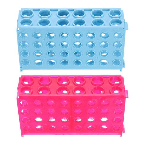 PATIKIL 80 Wells Tube Rack, 1 Set Vial Rack Four Panel Centrifuge Tube Holder for Microcentrifuge Tubes 0.5/1.5/2.0/10/15/50ml, Blue Pink...