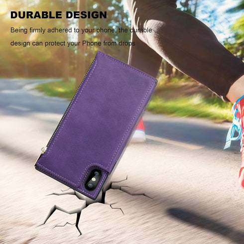Bocasal Wallet Case for iPhone Xs Max with 3 Card Slots Cash Holder Zipper Design Premium PU Leather Sturdy Magnetic Closure 6.5 Inch(Purple)...