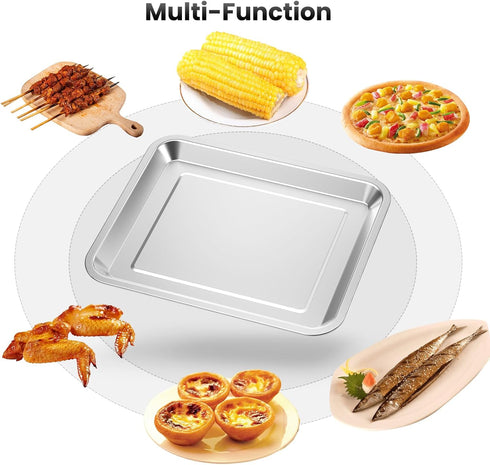 2 PCS Stainless Steel Baking Tray Pan Compatible with Cuisinart Toaster Oven Tray,Suitable for Cuisinart Air Fryer TOA-060 and TOA-065, Cookie & B...