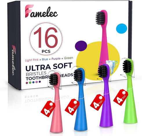 16 Pack Electric Toothbrush Heads for Burst Kids Replacement Heads, Ultra Soft Bristles for Deep Clean, Perfect Fit for Burst Kids Toothbrush Head...