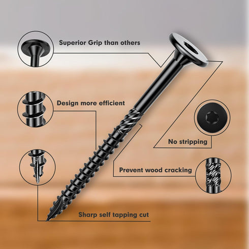 2-7/8 Inch Heavy-Duty Outdoor Wood Screws Assortment Fastener Kit, 30Pcs Star Drive Deck Screws, Rust Resistant Timber Screws for Timber/Log/Lands...