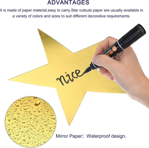 MECCANIXITY Star Cutouts Paper Five Star Confetti Cutouts for Birthday Party Classroom Wedding Bulletin Board Wall Decorations 5.9 Inches,(Golden)...