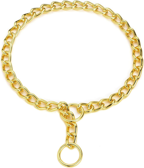 Mogoko Stainless Steel Dog Choke Chain Collar, Puppy Metal P Chain Slip Collar Pet Training Walking Choker(Gold; 4.0mm;24.0 Inch)...