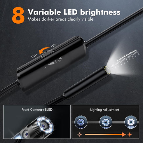 Borescope Camera with Light Endoscope Camera with Light iPhone, 1920P HD Inspection Camera Endoscope Camera for Android, IP67 Waterproof Portable ...