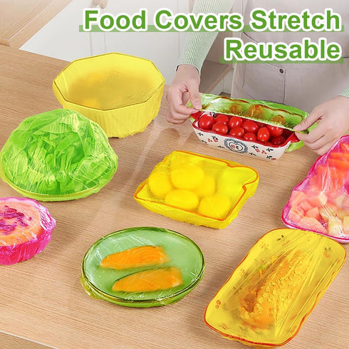 Bowl Covers Reusable Elastic Plastic Wrap for Food Storage Fresh Keeping Stretch Bags Bowl Covers for Bread Proofing Alternative to Foil for Famil...
