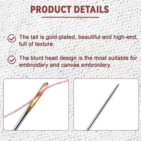 VIVAwisdom 15pcs Cross Stitch Needles,Large-Eye Needles for Hand Sewing,22 & 24 & 26 Gauge Blunt tip Needle,DIY Sturdy Stainless Steel Embroidery ...