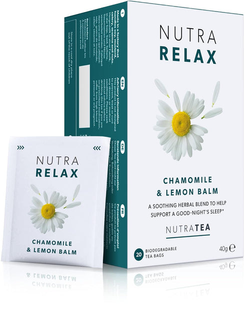 NUTRARELAX - Sleep and Calming Tea – Helps with Relaxation and Sleep – Includes Chamomile, Lemon Balm and Passionflower - 20 Enveloped Tea Bags - ...
