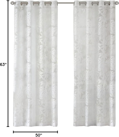 Madison Park Semi Sheer Single Curtain Modern Contemporary Botanical Print Out Design, Grommet Top, Window Drape for Living Room, Bedroom and Dorm...