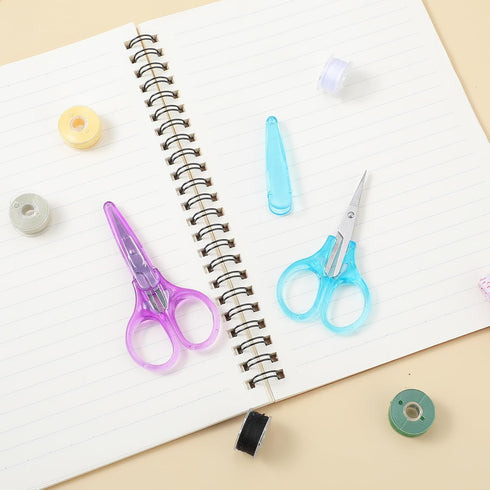 2 Pack Small Sewing Scissors Stainless Steel Crafting Scissors Sharp Scissors with Cover, Precision Portable Scissors for Embroidery Quilting Sewi...