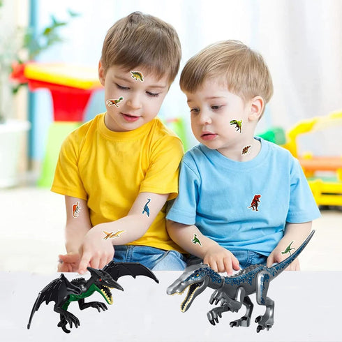 2 Pack Dinosaur Building Blocks Toys, 11 Inch Jurassic Animal Take Apart Dino Kids, Dinosaur Sticker Included (Baryonyx & Pterodactyl)...