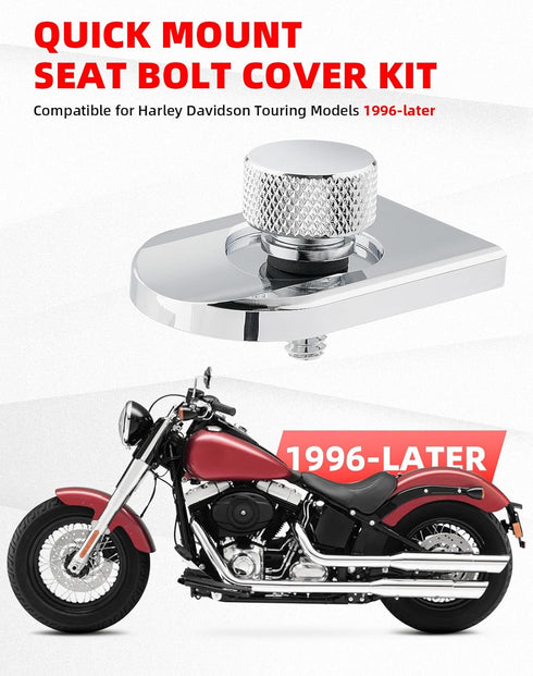 Amazicha Chrome Stainless Steel Seat Bolt Tab Screw Mount Knob Cover Compatible for Harley Davidson Sportster Softail Touring Dyna 1996-2025...